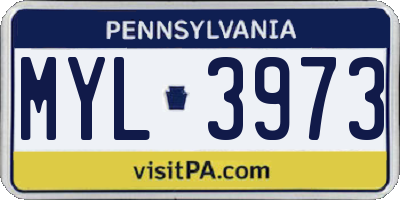 PA license plate MYL3973