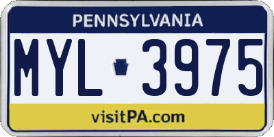 PA license plate MYL3975