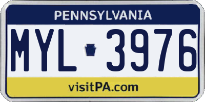 PA license plate MYL3976