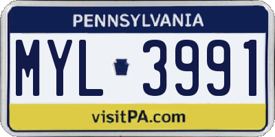PA license plate MYL3991