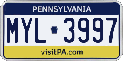PA license plate MYL3997