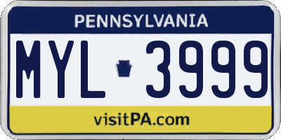 PA license plate MYL3999