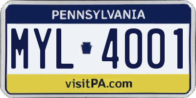 PA license plate MYL4001