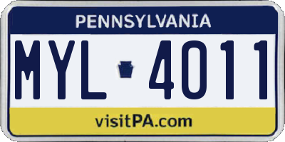 PA license plate MYL4011