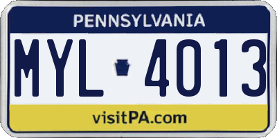 PA license plate MYL4013