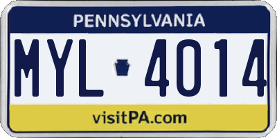 PA license plate MYL4014