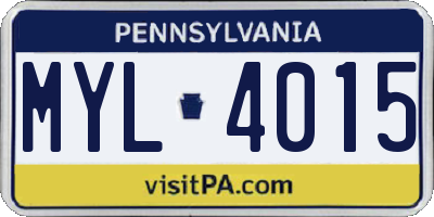 PA license plate MYL4015