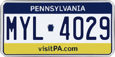 PA license plate MYL4029