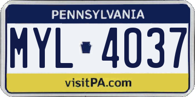 PA license plate MYL4037