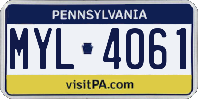 PA license plate MYL4061