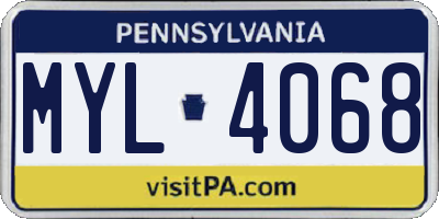 PA license plate MYL4068