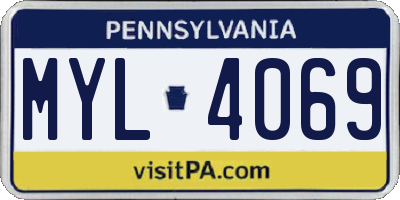 PA license plate MYL4069