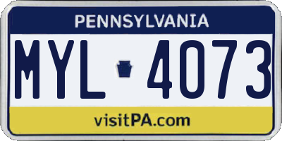 PA license plate MYL4073
