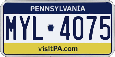 PA license plate MYL4075