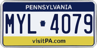 PA license plate MYL4079