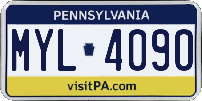 PA license plate MYL4090