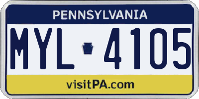 PA license plate MYL4105