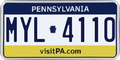 PA license plate MYL4110