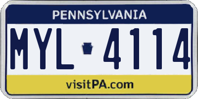 PA license plate MYL4114