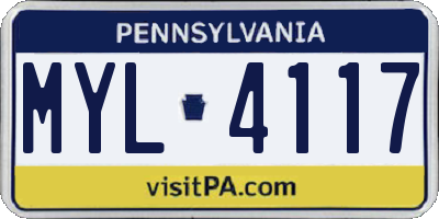 PA license plate MYL4117