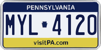PA license plate MYL4120