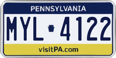 PA license plate MYL4122