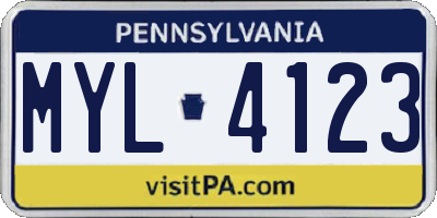 PA license plate MYL4123