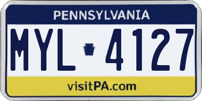 PA license plate MYL4127