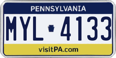 PA license plate MYL4133
