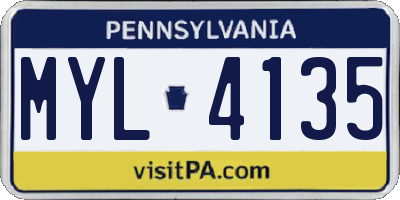 PA license plate MYL4135