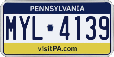 PA license plate MYL4139