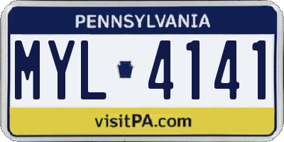PA license plate MYL4141