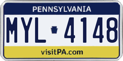 PA license plate MYL4148
