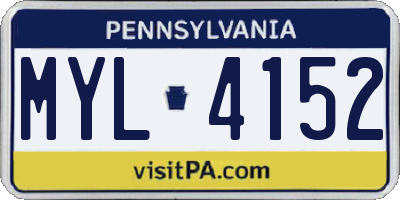 PA license plate MYL4152