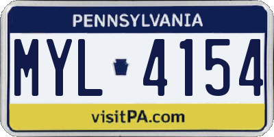 PA license plate MYL4154