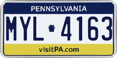 PA license plate MYL4163