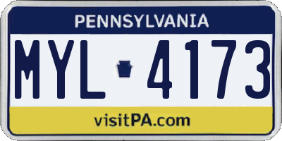 PA license plate MYL4173