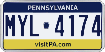 PA license plate MYL4174