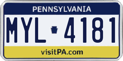 PA license plate MYL4181