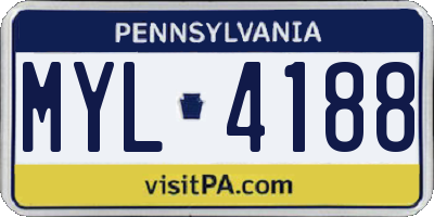 PA license plate MYL4188
