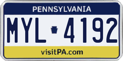 PA license plate MYL4192