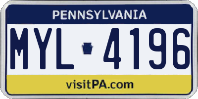 PA license plate MYL4196