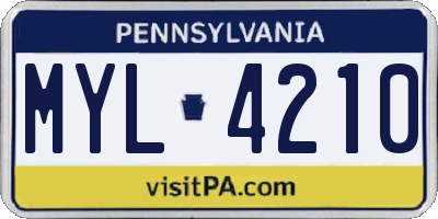 PA license plate MYL4210