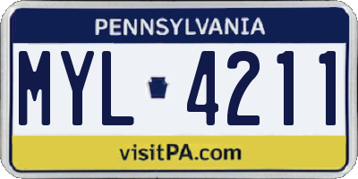 PA license plate MYL4211