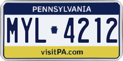 PA license plate MYL4212