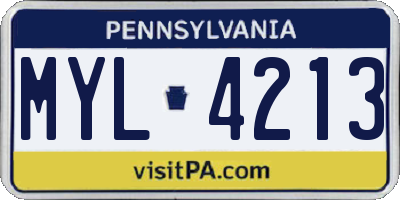 PA license plate MYL4213