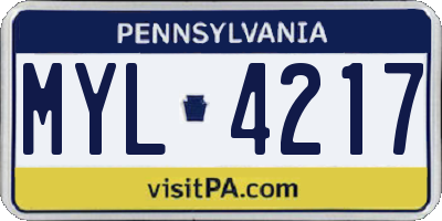 PA license plate MYL4217