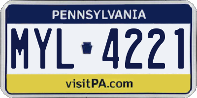 PA license plate MYL4221