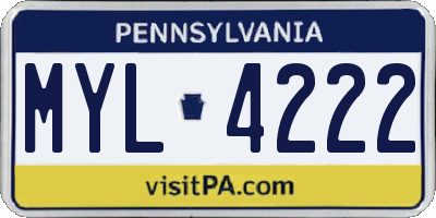 PA license plate MYL4222