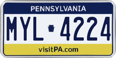 PA license plate MYL4224